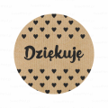 Naklejki kraft z serduszkami - DZIĘKUJĘ - SweetPrint.pl