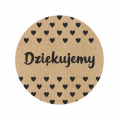 Naklejki kraft z serduszkami - DZIĘKUJEMY - SweetPrint.pl