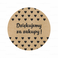Naklejki kraft z serduszkami - DZIĘKUJEMY  ZA ZAKUPY