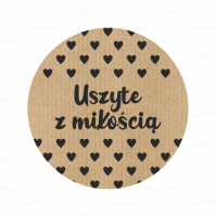 Naklejki kraft z serduszkami - USZYTE Z MIŁOŚCIĄ