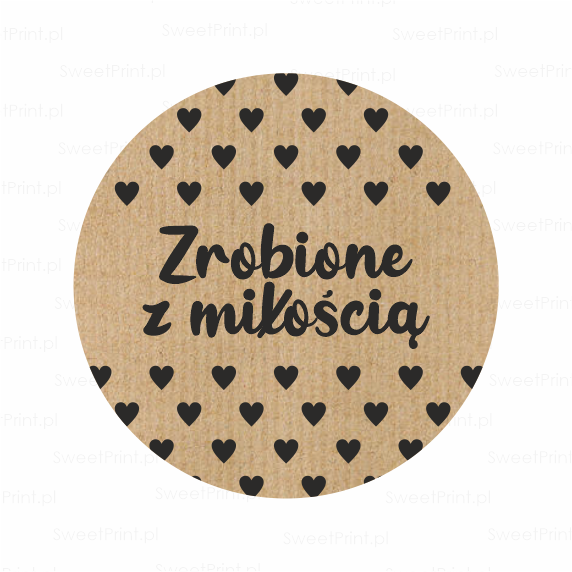 Naklejki kraft z serduszkami - ZROBIONE Z MIŁOŚCIĄ - SweetPrint.pl