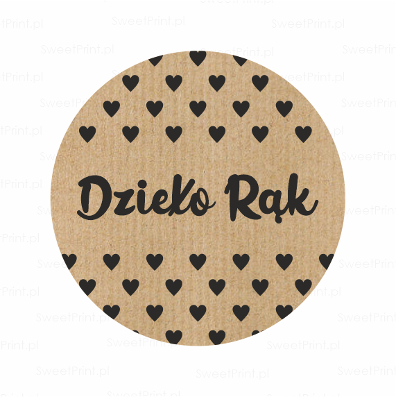 Naklejki kraft z serduszkami - DZIEŁO RĄK - SweetPrint.pl