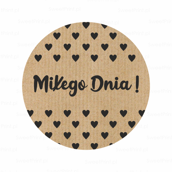 Naklejki kraft z serduszkami - MIŁEGO DNIA - SweetPrint.pl
