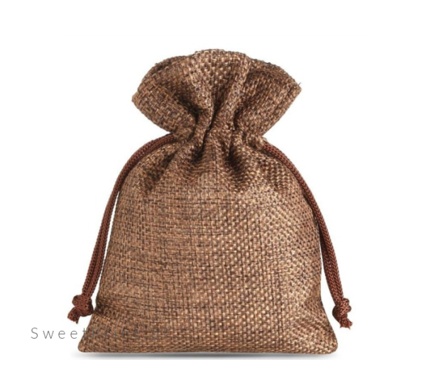 brązowy woreczek jutowy  - SweetPrint.pl