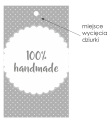 wizytówka etykieta drukowana do oznaczania produktów handmade - miejsce dziurkowania