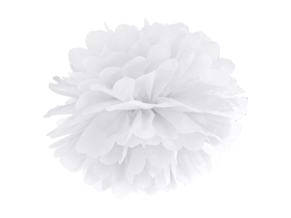 Pompon z bibuły BIAŁY, 35 cm - SweetPrint.pl