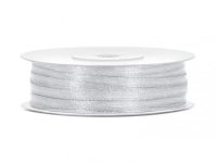 Tasiemka satynowa 3 mm SREBRNA