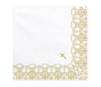 Serwetki komunijne ze złotym ornamentem, 20 szt