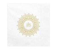 Serwetki komunijne ze złotym nadrukiem IHS
