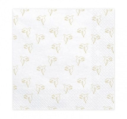 Papierowe serwetki komunijne z nadrukiem w gołąbki - SweetPrint.pl