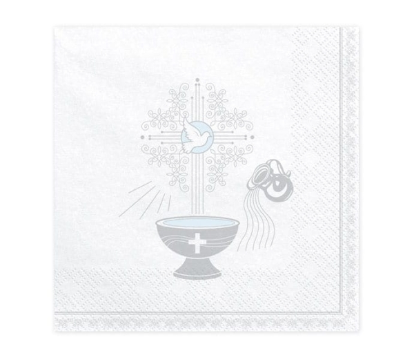 Serwetki ze srebrnym nadrukiem  CHRZEST ŚWIĘTY - SweetPrint.pl