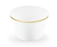 Papilotki na muffinki - białe ze złotymi brzegami 