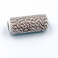 Cienki sznurek bawełniany biało - brązowy