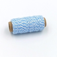 Cienki sznurek bawełniany biało - niebieski