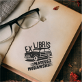 Stempel exlibris RETRO CAR – odbicie wzoru z imieniem