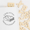 Personalizowany stempel exlibris z motywem książki i okularów - SweetPrint.pl