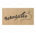 Naklejki z papieru kraft w stylu eko z napisem RĘKODZIEŁO i motywem igły do szycia - SweetPrint.pl