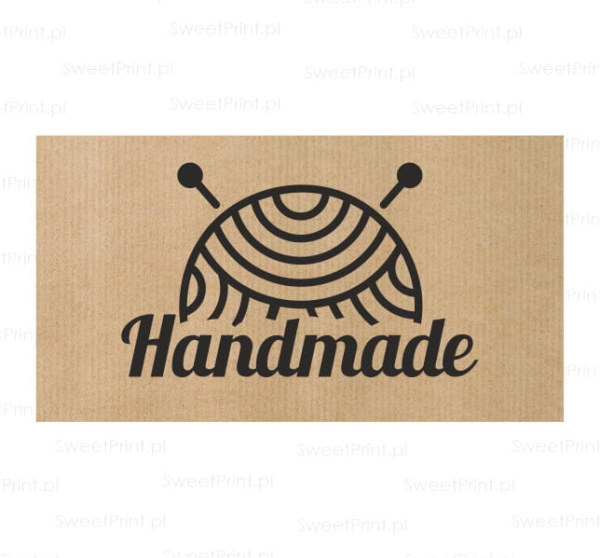 Naklejki z papieru kraft w stylu eko z napisem HANDMADE i motywem włóczki - SweetPrint.pl