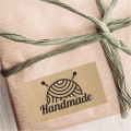 Naklejki z papieru kraft w stylu eko z napisem HANDMADE i motywem włóczki - SweetPrint.pl