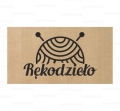 Naklejki z papieru kraft w stylu eko z napisem RĘKODZIEŁO i motywem włóczki - SweetPrint.pl