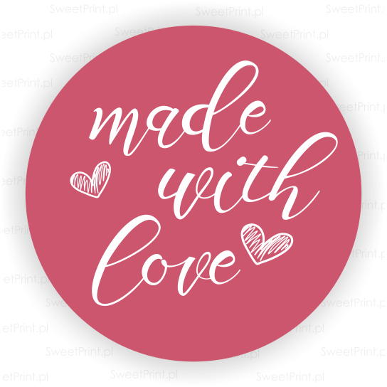 okrągłe naklejki made with love