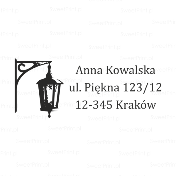 personalizowana pieczątka adresowa / exlibris - z motywem ulicznej latarni