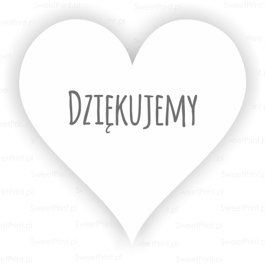 naklejki w kształcie serca z napisem dziękujemy