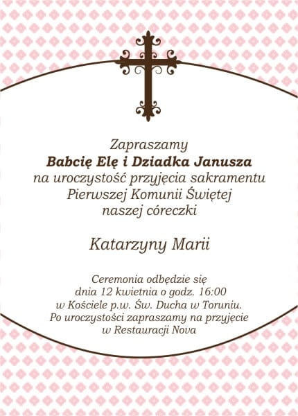 personalizowane zaproszenia na Chrzest lub Pierwszą Komunię - SweetPrint.pl
