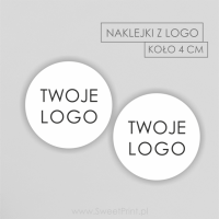 Okrągłe naklejki z logo   średnica 4 cm
