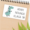 naklejki imienne / szkolne z dinozaurem - SweetPrint.pl
