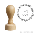 personalizowana pieczątka z wiankiem z liści