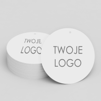 DODRUK --> Białe, okrągłe metki / etykiety z logo lub własnym napisem