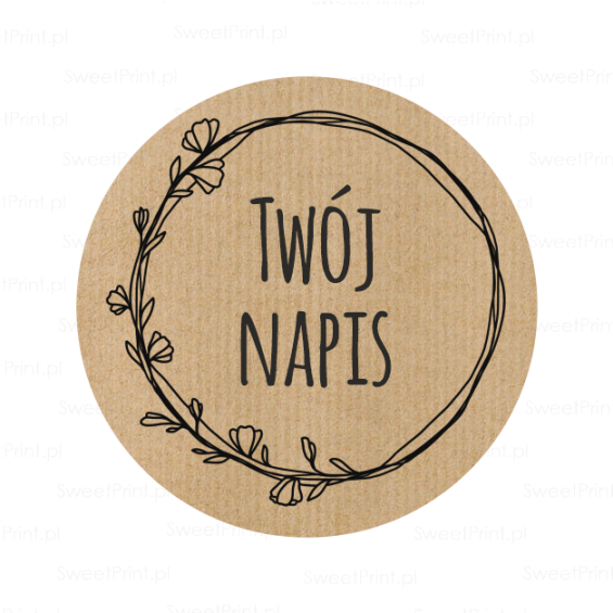 naklejki kraft z wiankiem - SweetPrint.pl