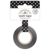 Washi Tape - taśma dekoracyjna CZARNA W KROPKI 