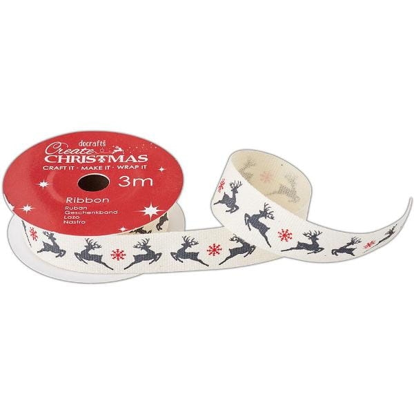 Tasiemka bawełniana z nadrukiem w renifery - SweetPrint.pl