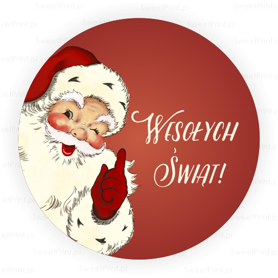 Naklejki w stylu vintage - Święty Mikołaj i napis Wesołych Świąt - SweetPrint.pl