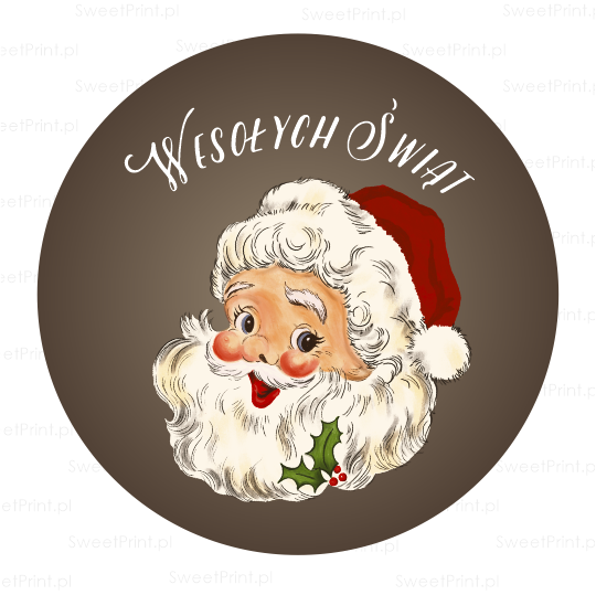 Naklejki w stylu vintage - Święty Mikołaj i napis Wesołych Świąt - SweetPrint.pl