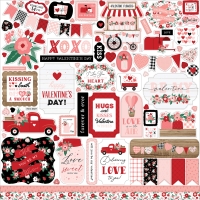 Naklejki tekturowe do scrapbookingu HELLO VALENTINE