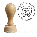 pieczątka drewniana z lwem