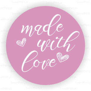 Naklejki MADE WITH LOVE różowe
