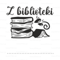 Stempel exlibris BIBLIOTEKA – Z biblioteki, wzór główny