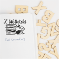 Stempel exlibris BIBLIOTEKA – odbicie wzoru na papierze