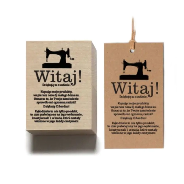 Stempel z napisem  Witaj!  Dziękuję za zaufanie. - SweetPrint.pl