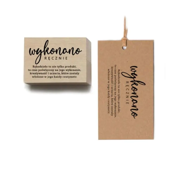 Pieczątka WYKONANO RĘCZNIE będzie idealna do stemplowania metek i zawieszek do produktów hand made - SweetPrint.pl