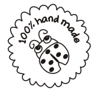 Drewniana pieczątka - stempel BIEDRONKA "100% handmade"
