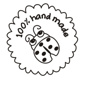 Drewniana pieczątka - stempel BIEDRONKA "100% handmade"