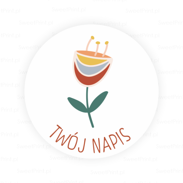Personalizowane naklejki z kwiatkiem - w stylu boho - SweetPrint.pl