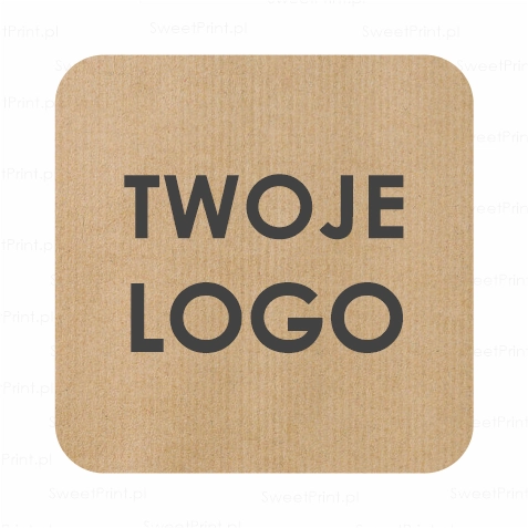Kwadratowa naklejka kraft 4x4 cm z logo – personalizowana etykieta eko