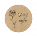 Personalizowane naklejki kraft z kwiatkiem - SweetPrint.pl