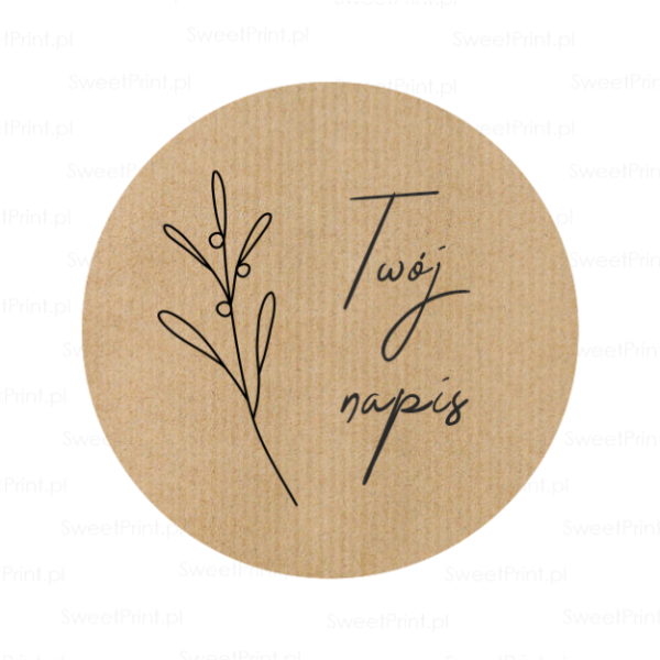 Personalizowane naklejki kraft z gałązką - SweetPrint.pl